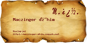Maczinger Áhim névjegykártya